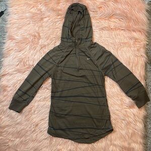 Nike Women's Khaki and‎ Green Hoodie Quarter Zip